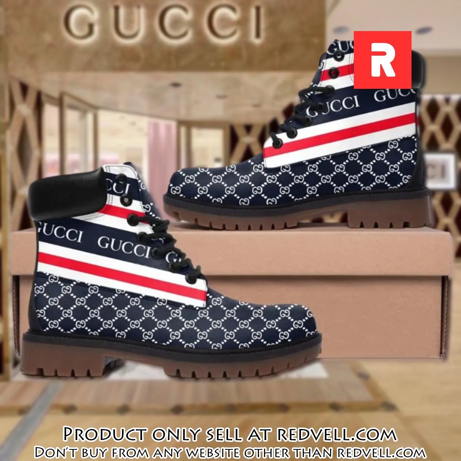 Gucci pattern navy luxury brand boots premium gifts for men women rv3950524